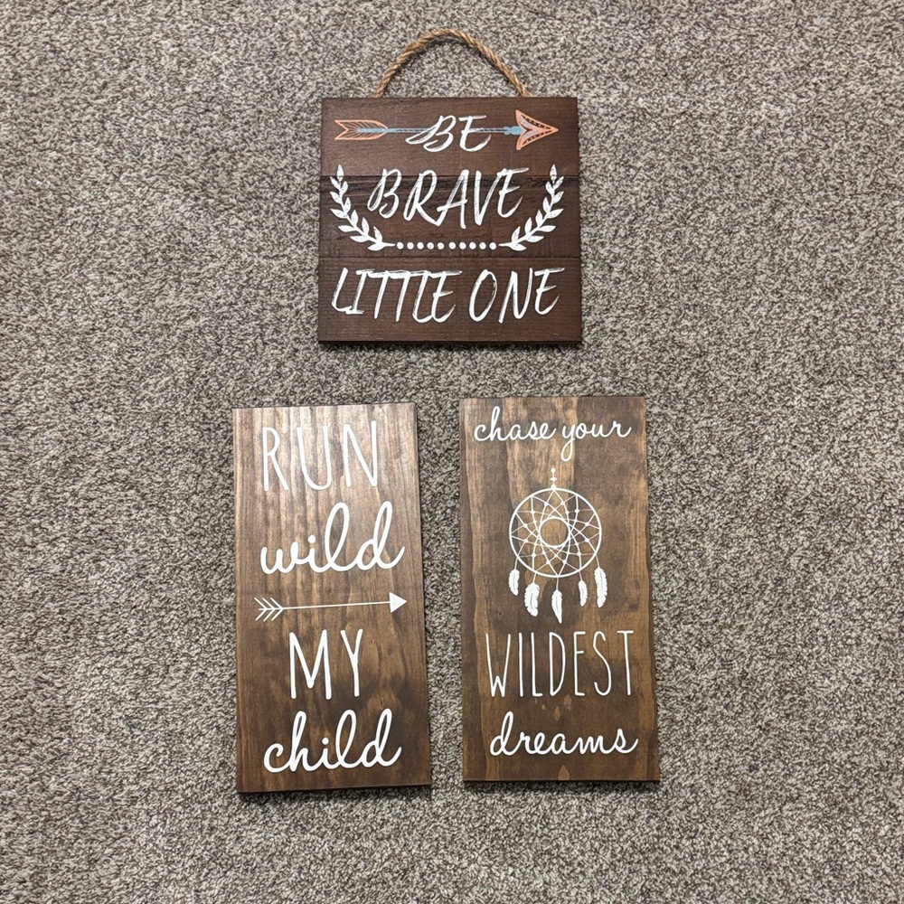 Child/Baby Quotes Rustic Brown Wall Decor Set
